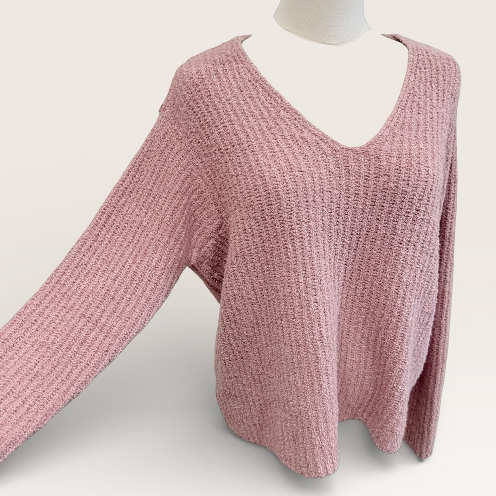 Eileen Fisher Women’s Organic Cotton Cashmere Fluff V-Neck Sweater Opal Pink NWT - Picture 4 of 13
